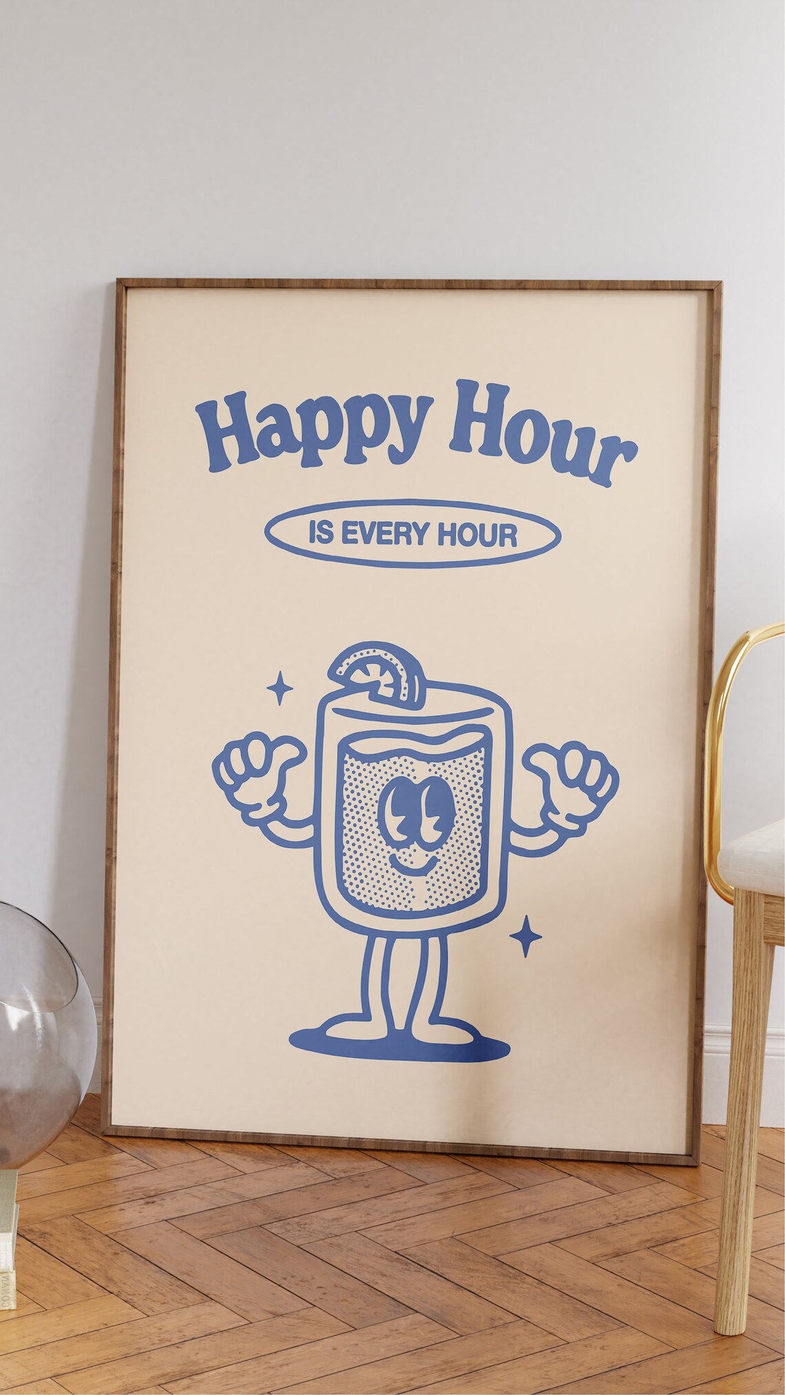 Retro Happy Hour Cocktail Poster, Groovy 70s Decor - Image 2
