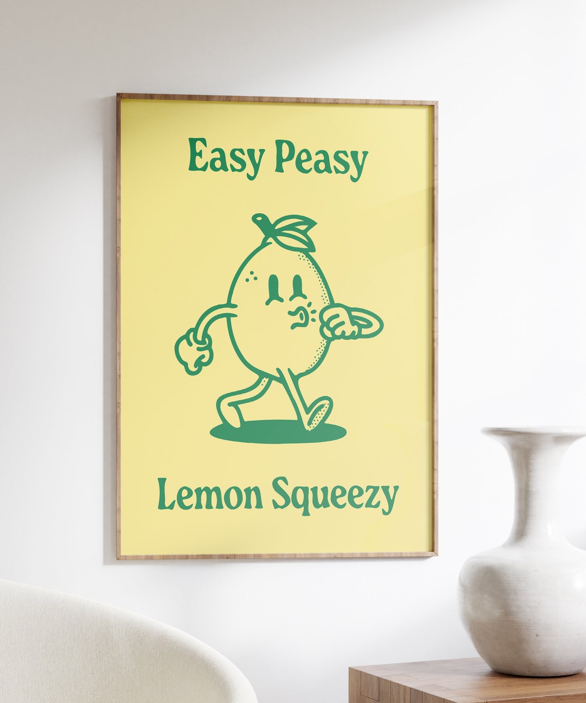Easy Peasy Lemon Squeezy Retro Cartoon Lemon Character Poster - Image 3