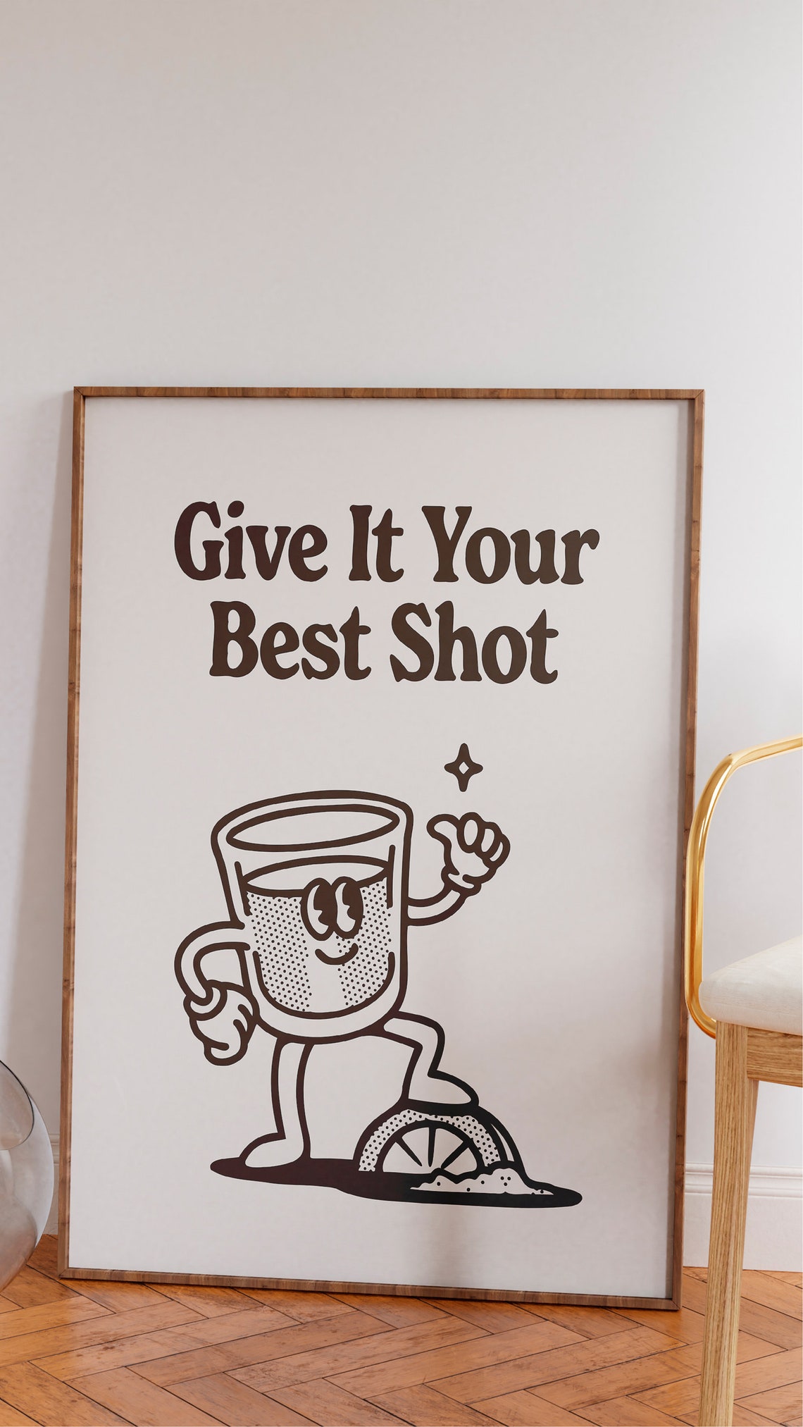 Give It Your Best Shot Tequila Lime Retro Cartoon Quote Poster - Image 2