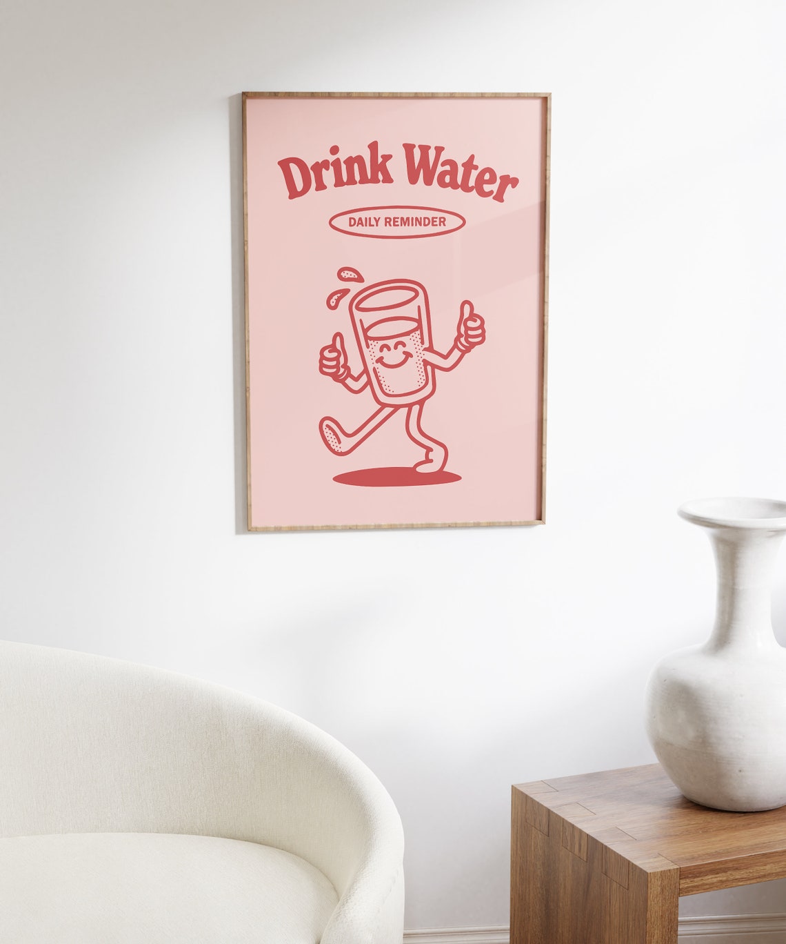 Drink Water Daily Reminder Retro Water Glass Character Poster - Image 6