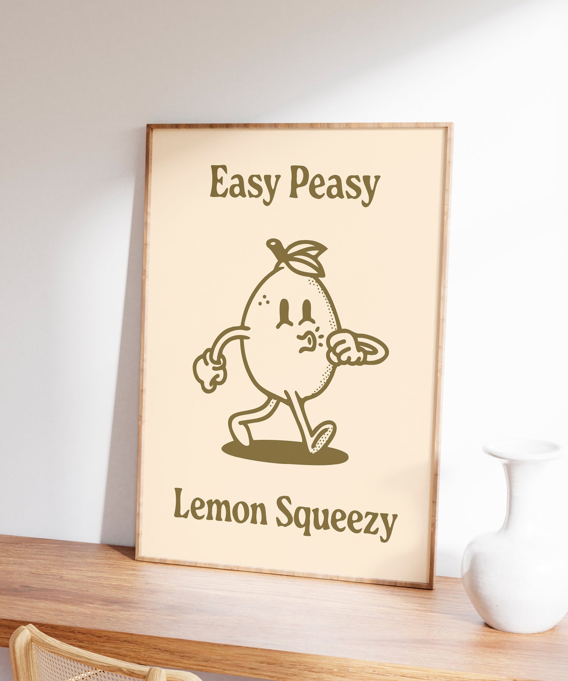 Easy Peasy Lemon Squeezy Olive Retro Lemon Character Art Print - Image 6