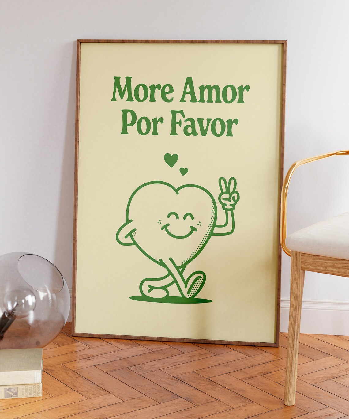 More Amor Por Favor Retro Green Heart Positive Quote Cute Wall Art - Image 7