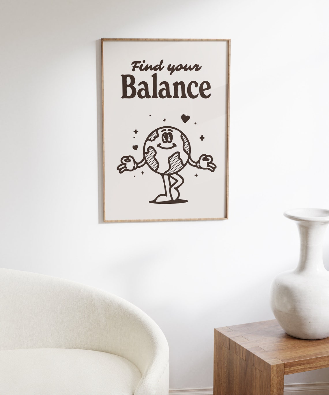 Find Your Balance Retro Earth Character Mindfulness Wall Art - Image 6