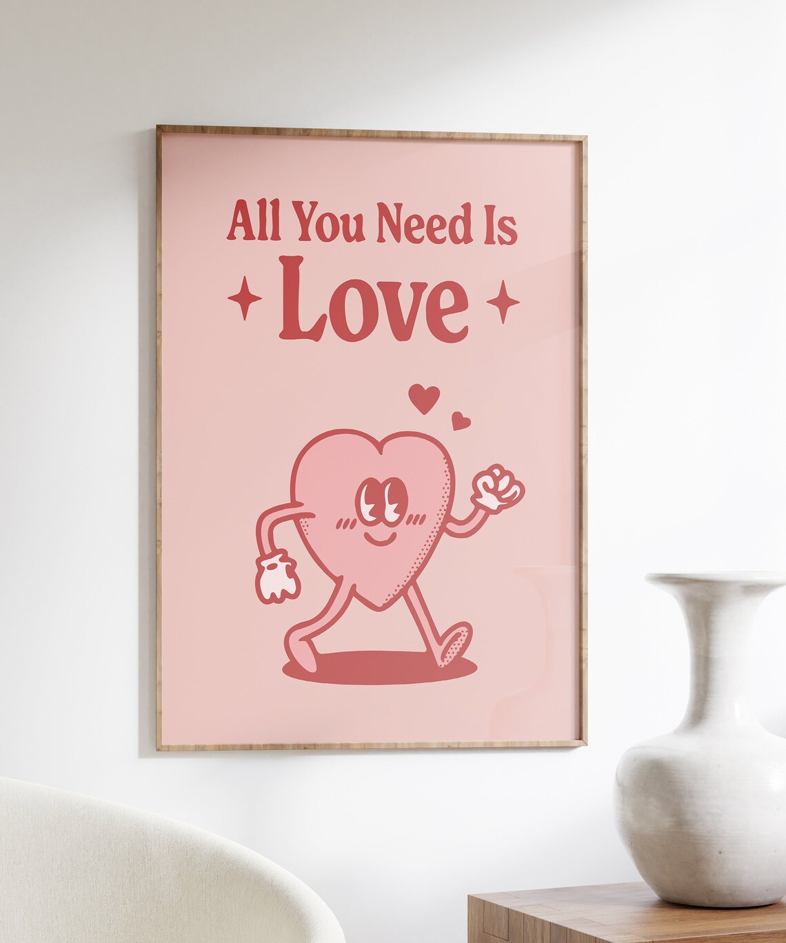 All You Need Is Love Retro Quote Art Print - Image 5