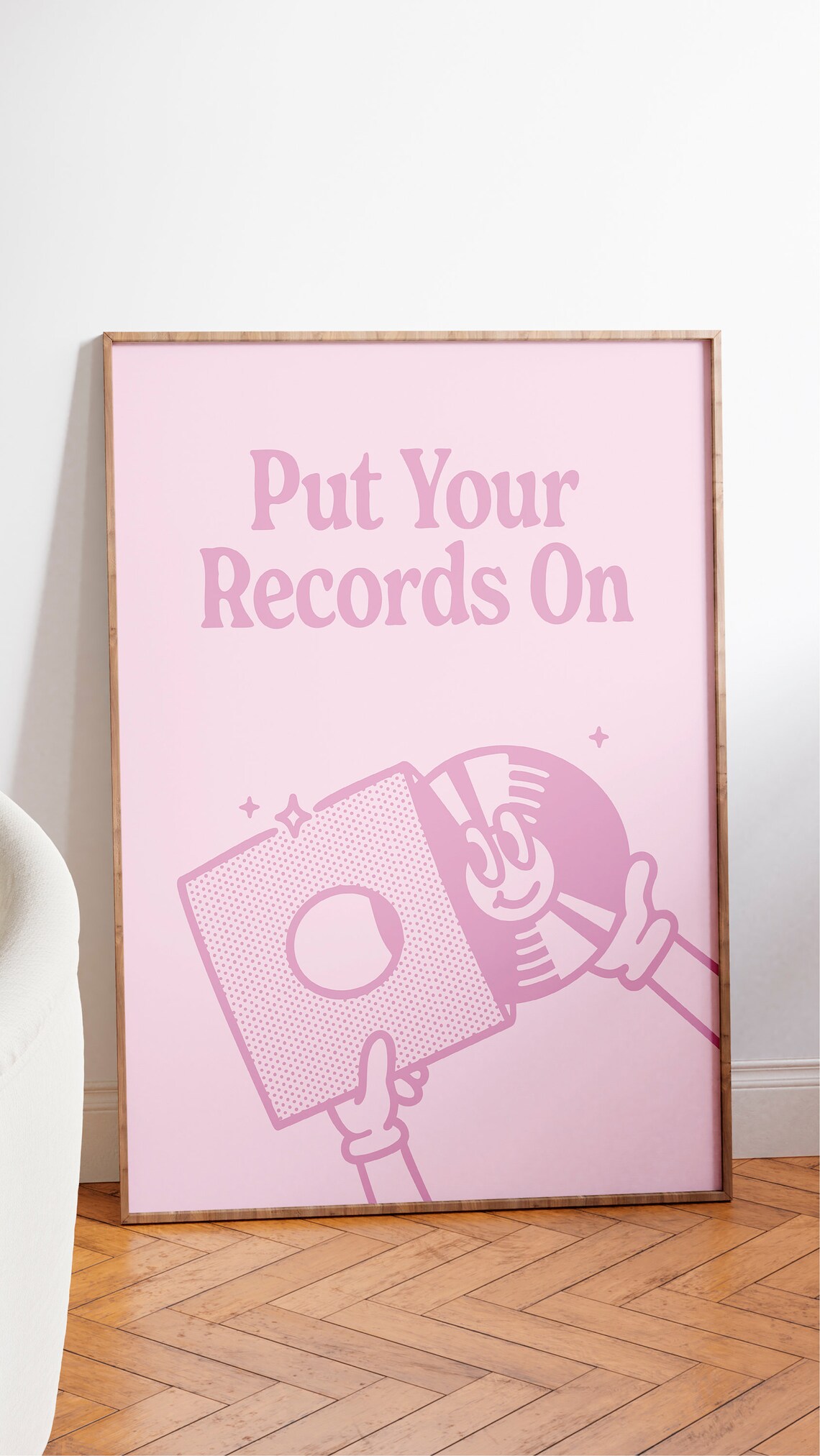 Record Player Poster, Pink Retro Music Wall Art - Image 2