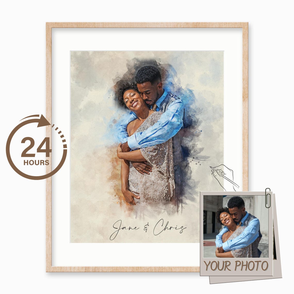 Best Friend Birthday Gift Personalized Friends Portrait Watercolor Painting From Photo Friendship Gift Watercolor Portrait Painting - Image 3