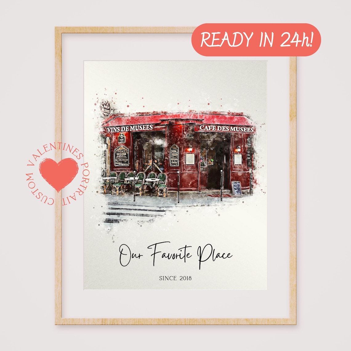 Our First Date Venue Custom Watercolor Portrait - Image 2