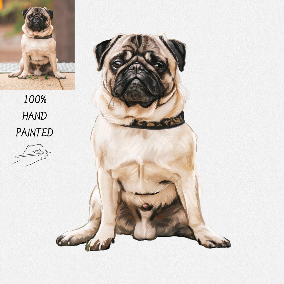 Watercolor Pet Portrait, Minimal Dog and Cat Art Print - Image 3