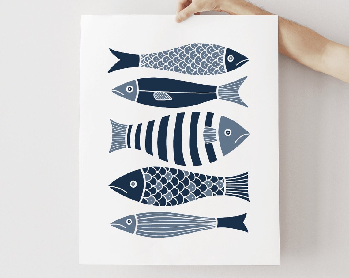 Fish Print, Japanese Minimalist Scandinavian Wall Art - Image 3