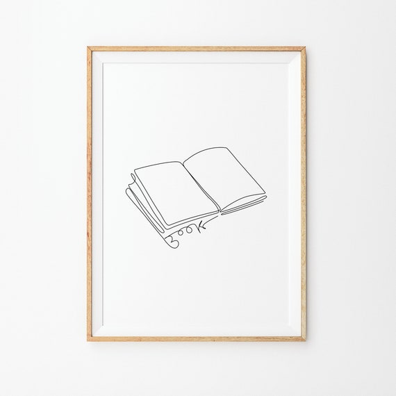 Love Book Wall Line Art Book Line Art Print Line Art Poster Abstract Line Art Books Wall Decor Line Drawing