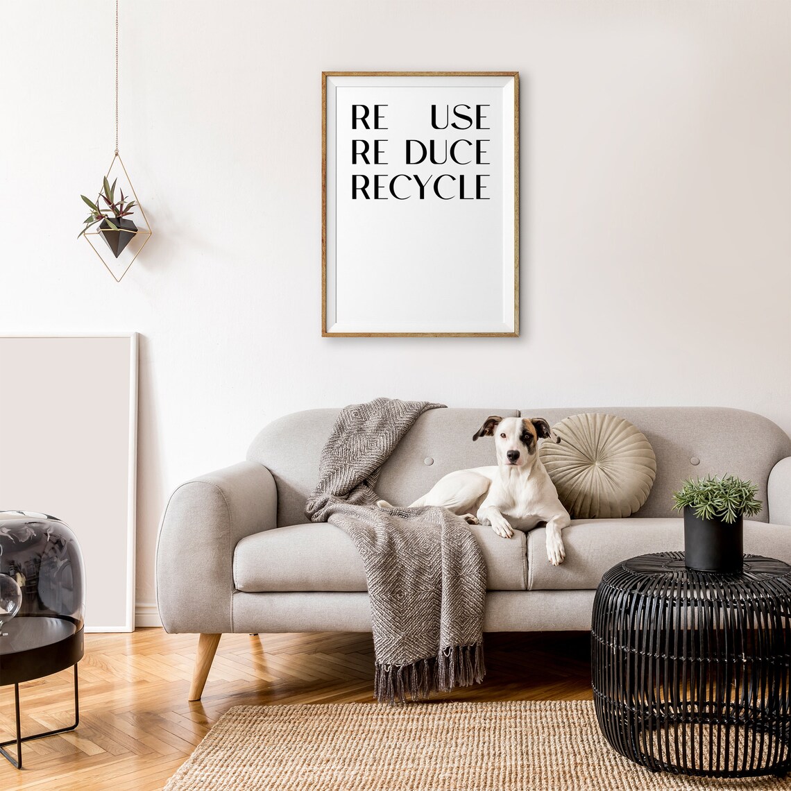 Reuse Reduce Recycle Art Poster Living Room Wall Art Interior Decor Minimalist Art Monochrome Typography Print - Image 2