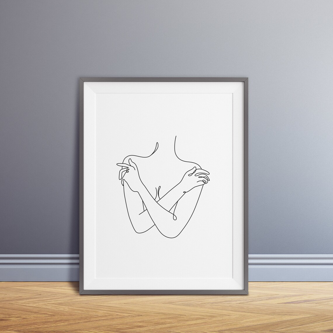 Female Torso Crossed Arms Line Art Figure Body Outline Poster - Image 3