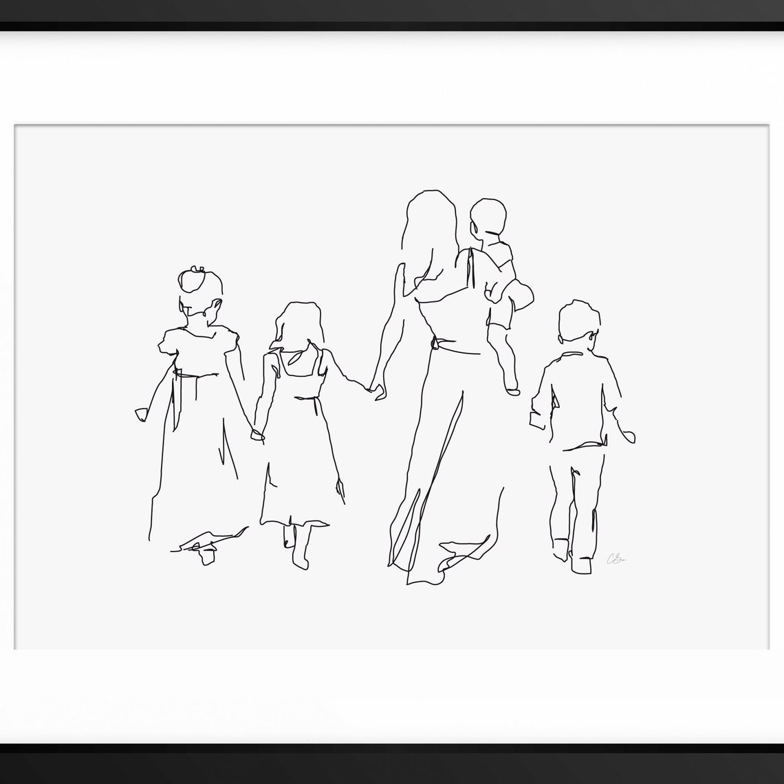 Mum Birthday Gift Mother And Children Print Mothers Day Print Mother And Children Illustration Mother And Children Drawing Illustration Art