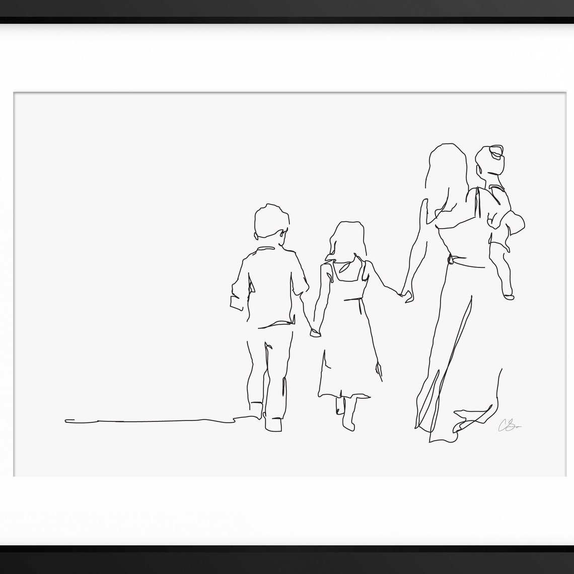 Family Illustration Mother And Children Art Mother And Children Wall Art Gift For Mom Family Drawing Mothers Day Gift Mother Line Art