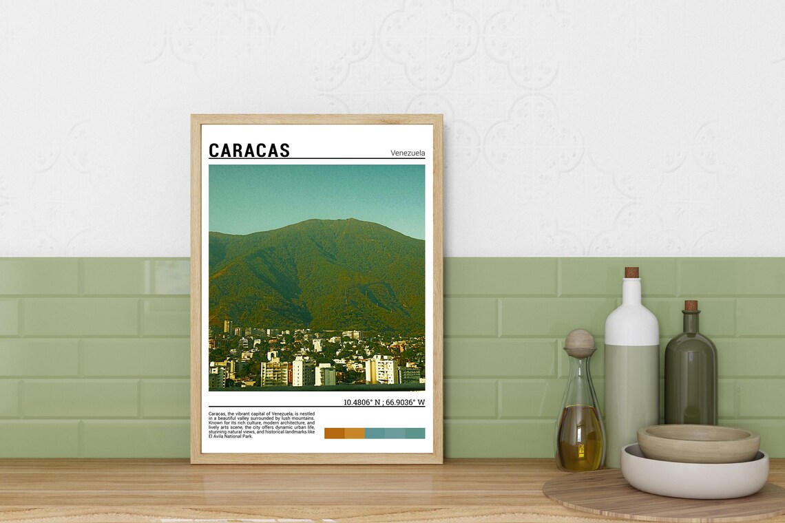 Caracas Venezuela City Under Green Avila Mountain Photo Poster - Image 3