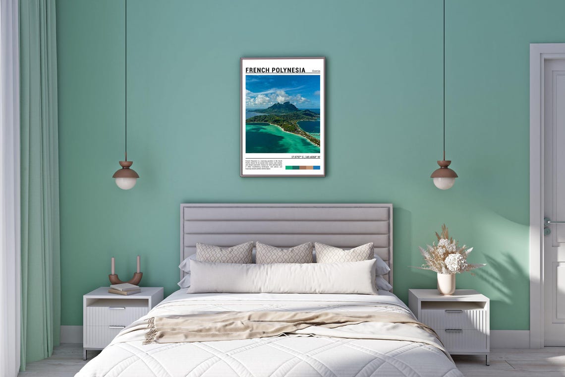 French Polynesia Tropical Island Turquoise Lagoon Aerial View Poster - Image 5