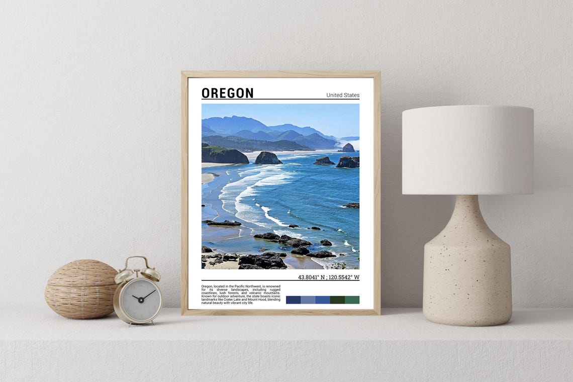Oregon Coast Sea Stacks Beach Waves Pacific Northwest Travel Poster - Image 2