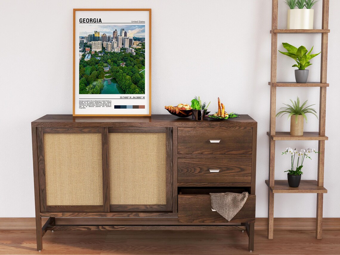 Georgia Atlanta City Skyline Lush Green Park Aerial Photo Poster - Image 6