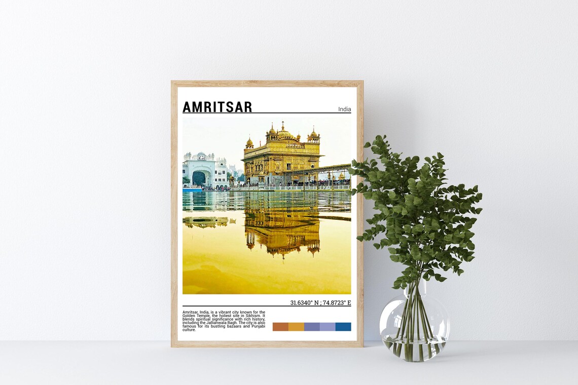 Amritsar India Golden Temple Sacred Reflection Travel Poster - Image 4