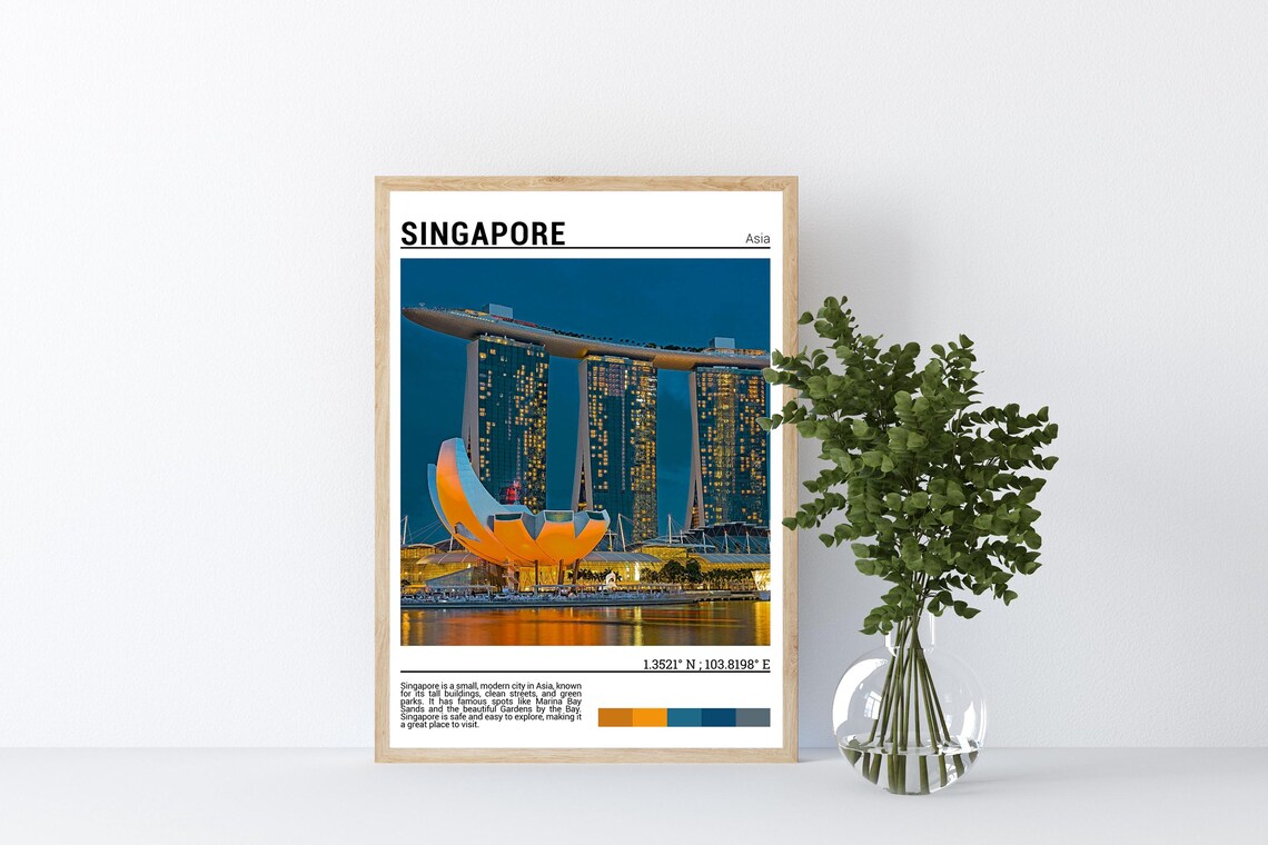 Singapore Marina Bay Sands Night Skyline Lights Photo Poster - Image 5