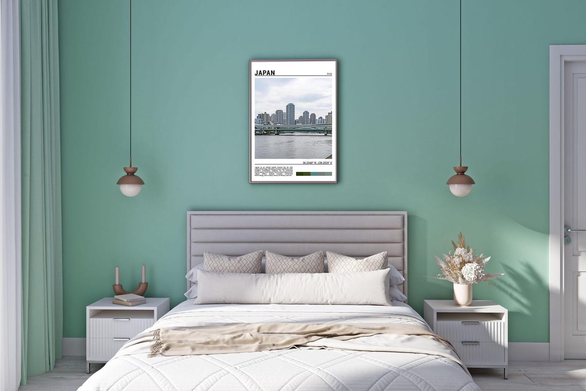 Japan Modern City Skyline River Bridge Glass Towers View Photo Poster - Image 5