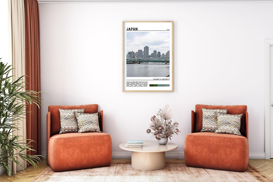 Japan Modern City Skyline River Bridge Glass Towers View Photo Poster - Image 6