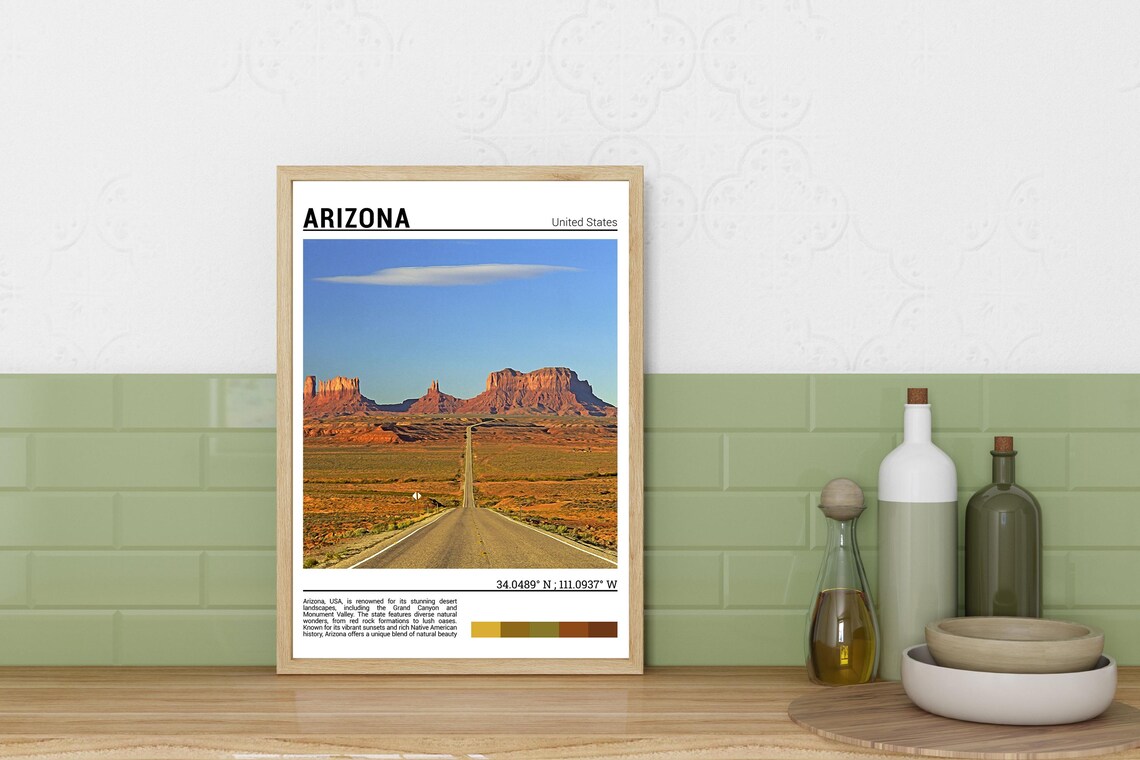 Arizona Monument Valley Desert Highway Red Rock Mesas Travel Poster - Image 2