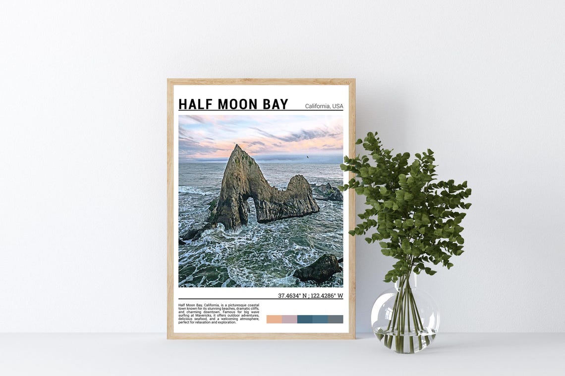 Half Moon Bay Wall Art Print Half Moon Bay Photo California Usa Artwork - Image 4