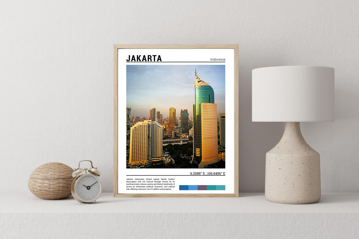Jakarta Indonesia Modern Skyscraper Golden Hour City Skyline Poster - Image 2