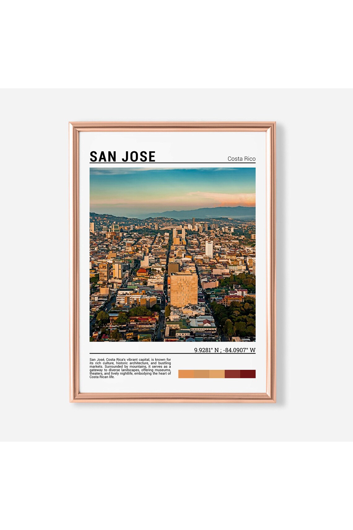San Jose Costa Rica City Panorama Sunset Skyline Photo Poster
