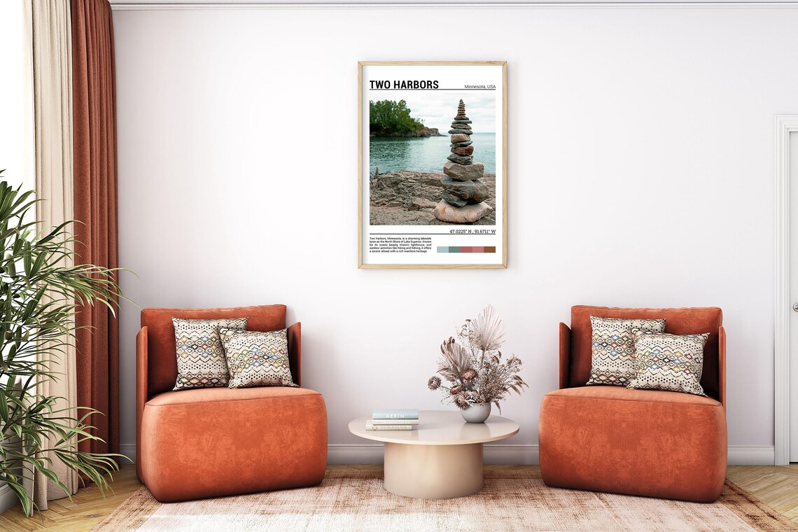 Two Harbors Minnesota Lake Superior Stone Cairn Shore Poster - Image 7