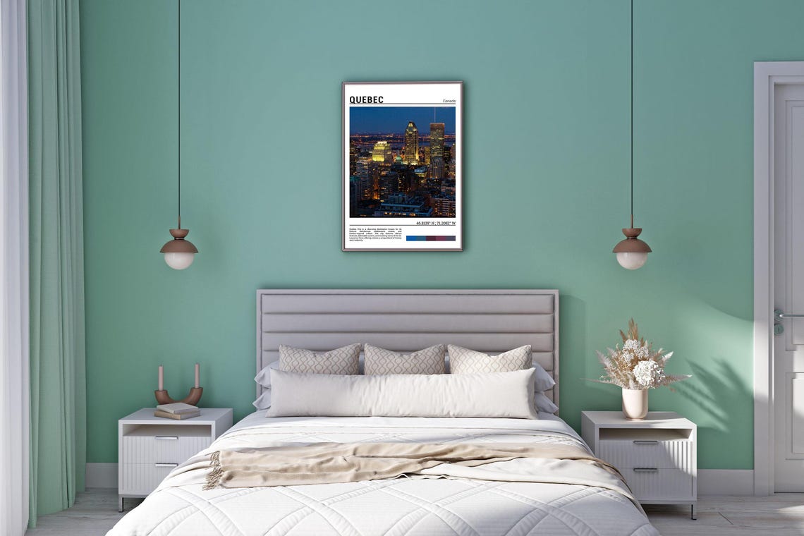 Quebec Canada Night Skyline Glowing Illuminated Towers Photo Poster - Image 5