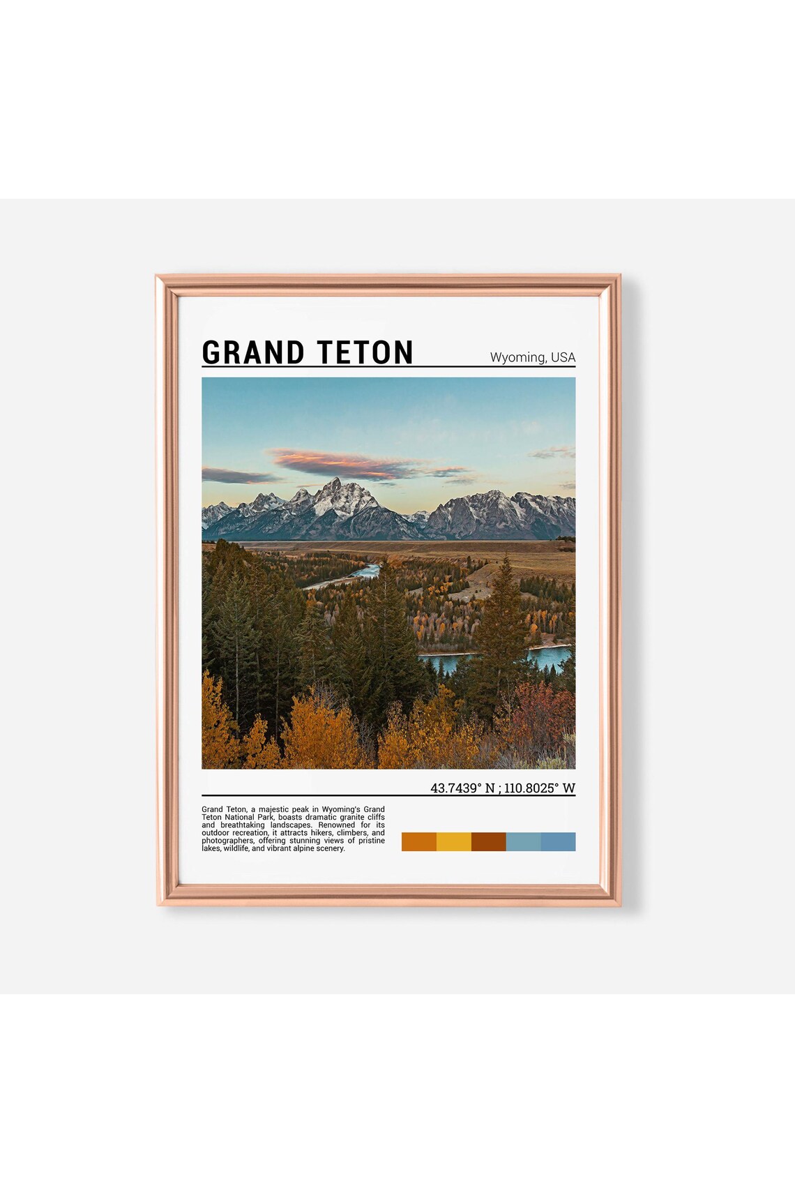 Grand Teton Wyoming Autumn Mountain Peaks Forest Photo Poster
