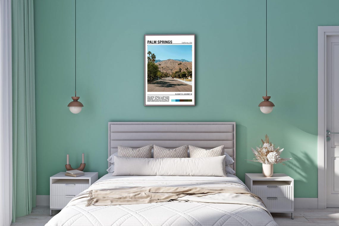 Palm Springs California Palm Lined Street Desert Mountains Poster - Image 5