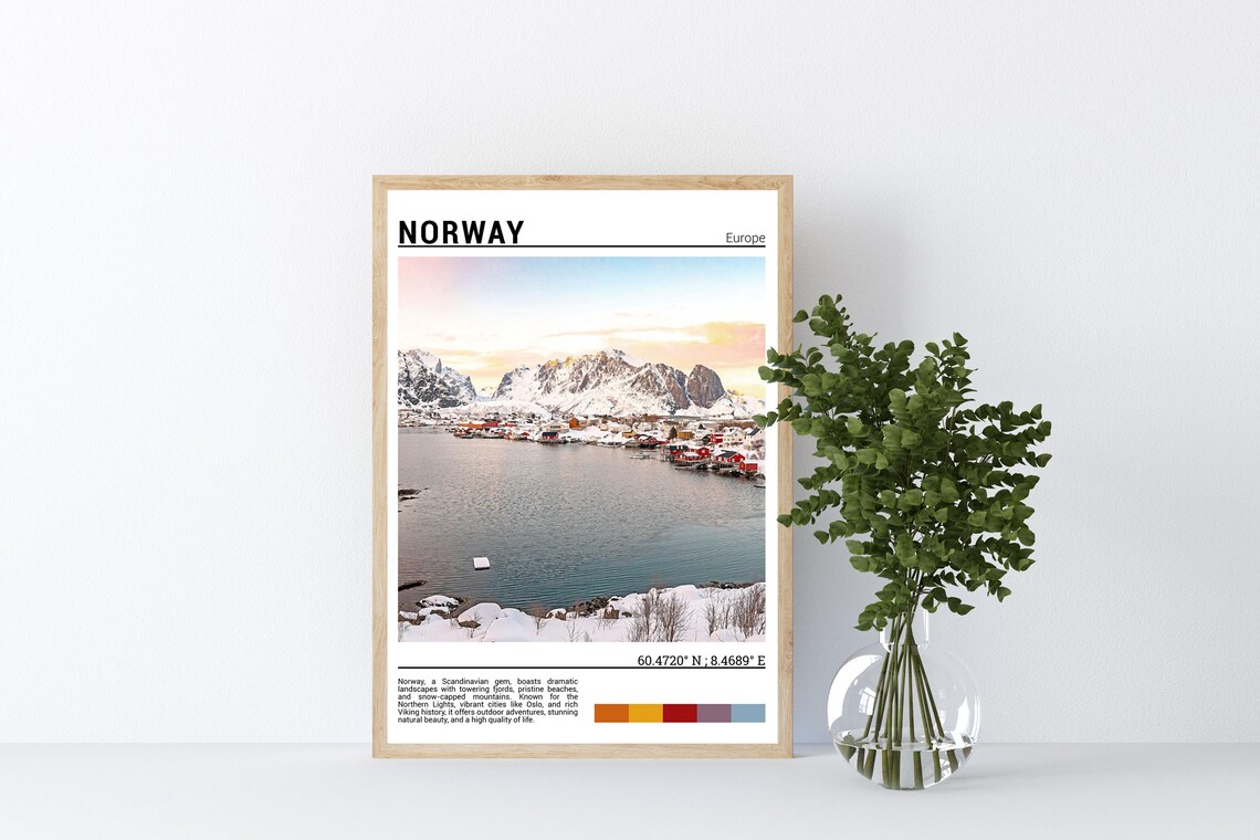Norway Europe Snowy Fishing Village Fjord Winter Arctic Fjord Poster - Image 4