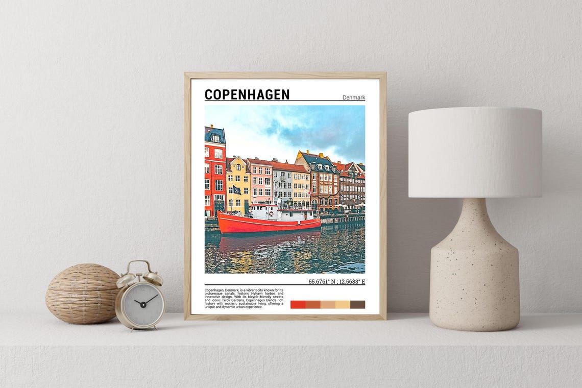 Copenhagen Denmark Nyhavn Harbor Colorful Houses Scene Poster - Image 2