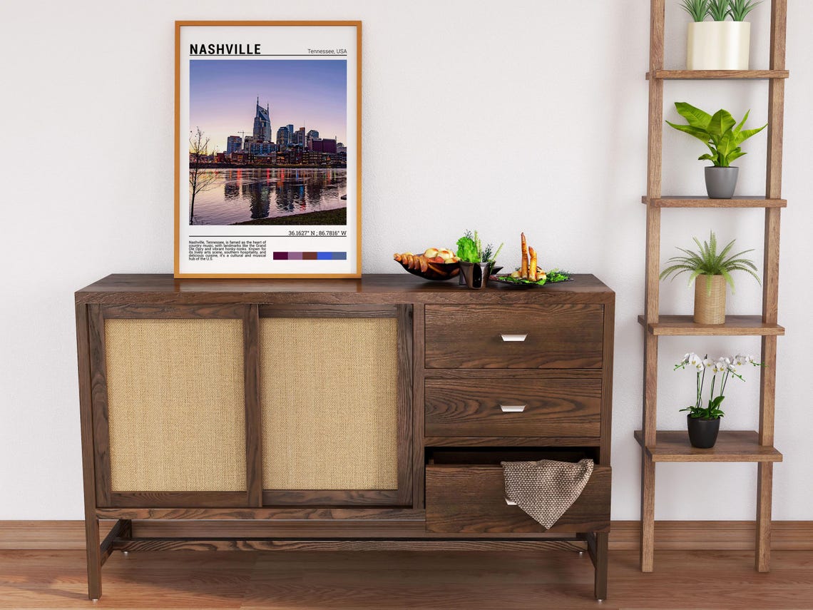 Nashville Tennessee Riverfront Skyline Sunset Reflection Photo Poster - Image 6