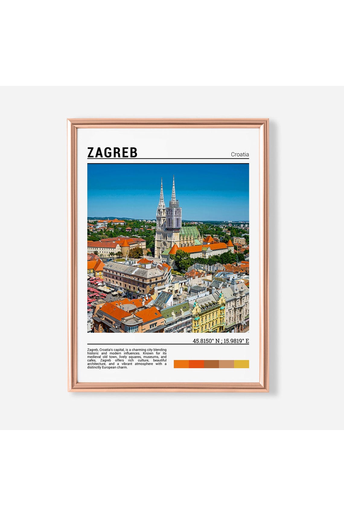 Zagreb Croatia Cathedral Twin Spires Old Town Croatian Capital Poster