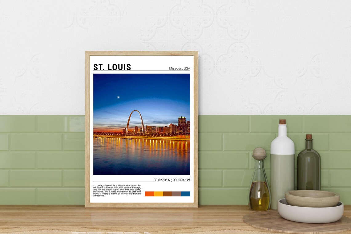 St Louis Missouri Gateway Arch Sunset Mississippi River Travel Poster - Image 3