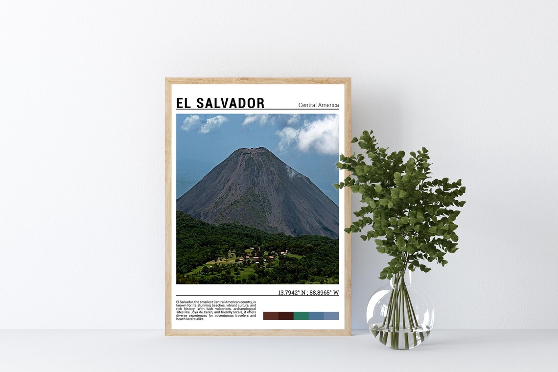 El Salvador Volcano Peak Green Forest Central America Poster - Image 4
