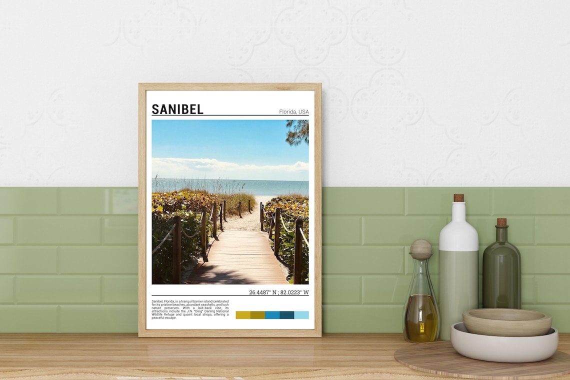 Sanibel Florida Beach Boardwalk Path Ocean Dunes Travel Photo Poster - Image 3