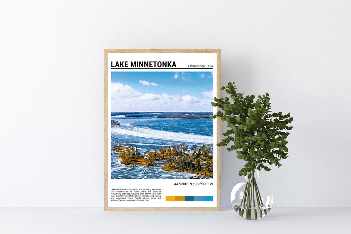 Lake Minnetonka Minnesota Aerial Shoreline Blue Water Poster - Image 4