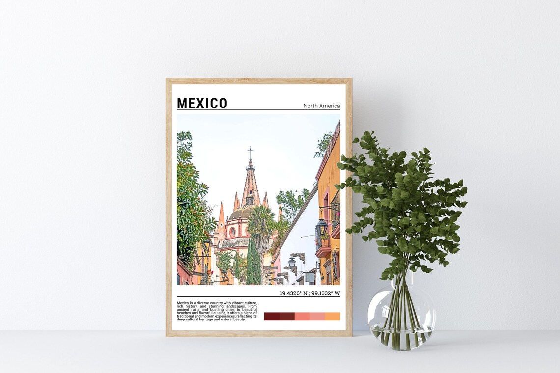 Mexico San Miguel de Allende Pink Church Spires Scene Poster - Image 4