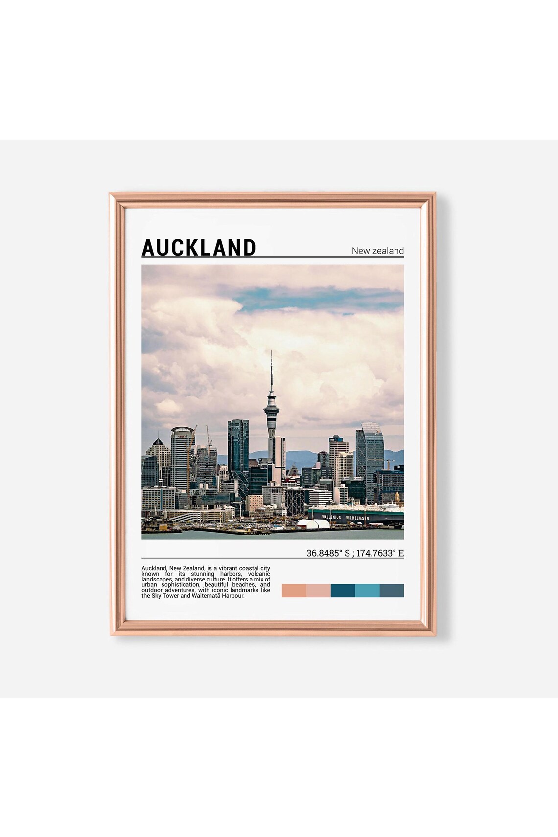 Auckland New Zealand Sky Tower Waterfront Skyline Photo Poster