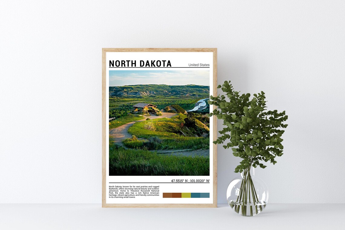 North Dakota Badlands Theodore Roosevelt Park Prairie Travel Poster - Image 4