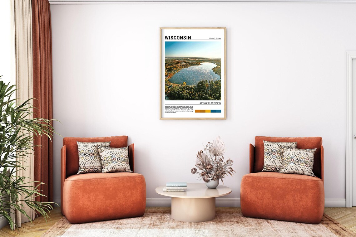 Wisconsin Autumn Lake Forest Aerial Fall Colors Landscape Poster - Image 7