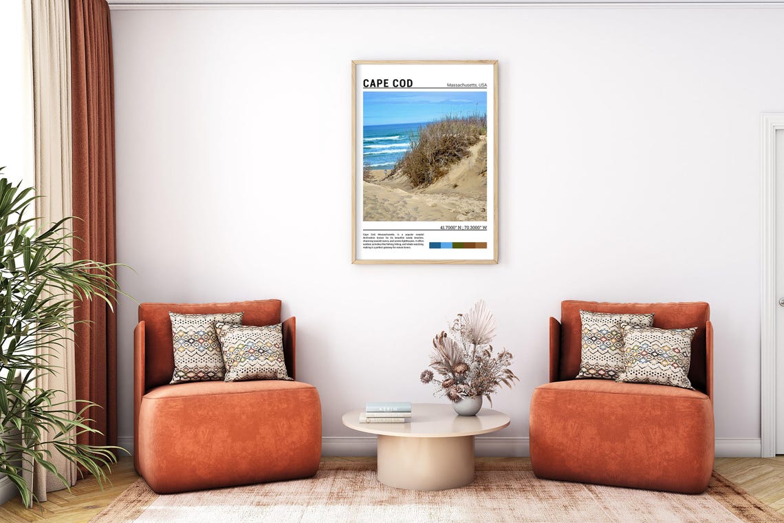 Cape Cod Massachusetts Sandy Dune Beach Grass Coastal Scene Poster - Image 7