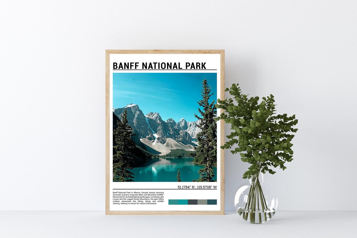 Banff National Park Turquoise Alpine Lake Mountain View Poster - Image 4