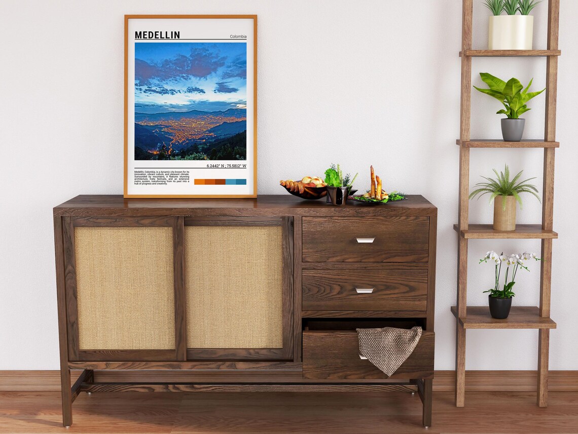 Medellin Colombia Sparkling City Lights Night Mountain Valley Poster - Image 4