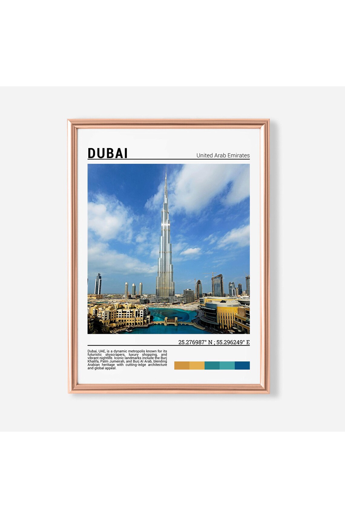 Dubai UAE Burj Khalifa Tallest Tower Downtown Skyline Poster